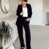 2 Piece Outfits for Women Dressy Blazer Jackets High Waisted Straight Leg Pants Suits Set Business Casual Office