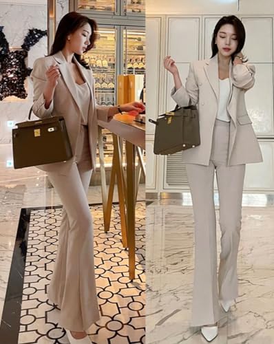 Women's Business Suit Set Double Breasted Two Pieces Office Daily Notch Lapel Jacket Pants