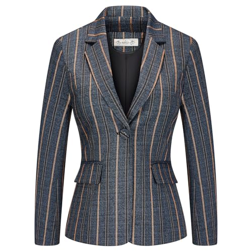 Womens 2 Piece Plaid Suits Set Business Office One Button Blazer Jacket Casual Long Sleeve Pant Suit Set