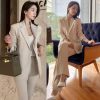 Women's Business Suit Set Double Breasted Two Pieces Office Daily Notch Lapel Jacket Pants