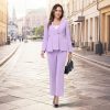 Women's 2 Piece Outfits Two Buttons Business V Neck Blazer Casual Long Sleeve Pants Suits Work Sets