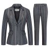 Womens 2 Piece Plaid Suits Set Business Office One Button Blazer Jacket Casual Long Sleeve Pant Suit Set