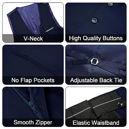 Men's 3 Pieces Suit Elegant Solid One Button Slim Fit Single Breasted Party Blazer Vest Pants Set