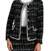 Women's 2 Piece Outfits Plaid Button Front Long Sleeve Tweed Jacket and Mini Skirt Elegant Set