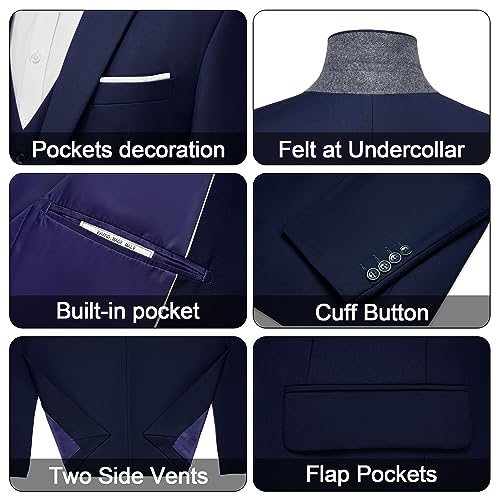Men's 3 Pieces Suit Elegant Solid One Button Slim Fit Single Breasted Party Blazer Vest Pants Set