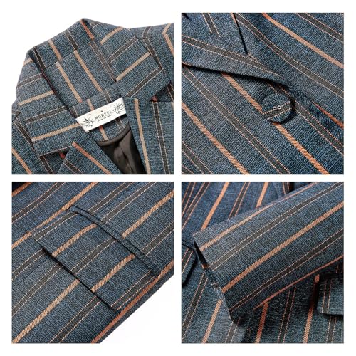 Womens 2 Piece Plaid Suits Set Business Office One Button Blazer Jacket Casual Long Sleeve Pant Suit Set